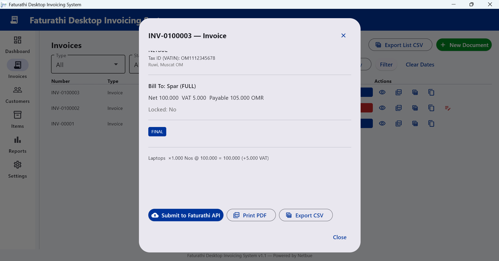 Faturathi Desktop invoice review and export actions
